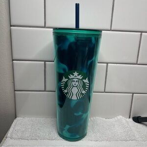 Starbucks Summer 2020 Turquioise Tortoise Green Blue Wave Tumbler 24 oz